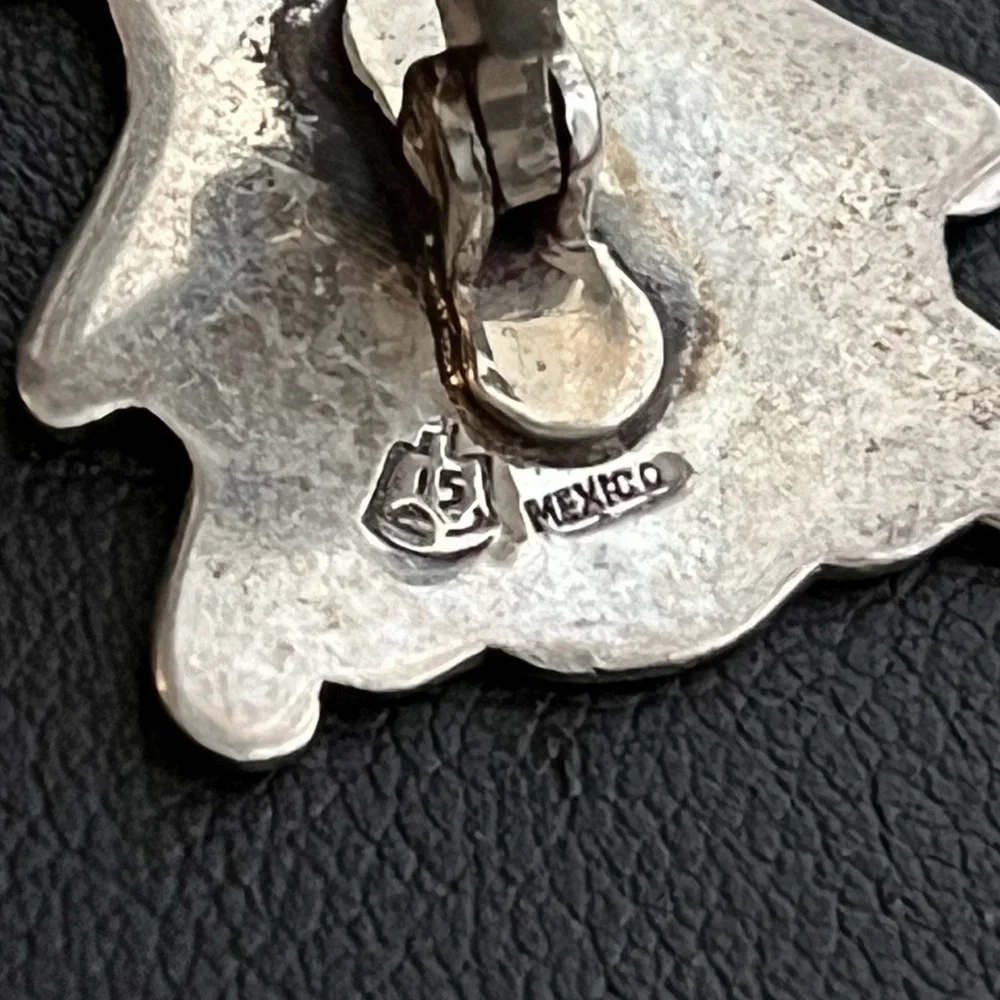 Vintage Mexican sterling silver and alpaca warrior mask mens cuff links